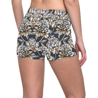 Peony Pattern Print Design PE06 Yoga Shorts