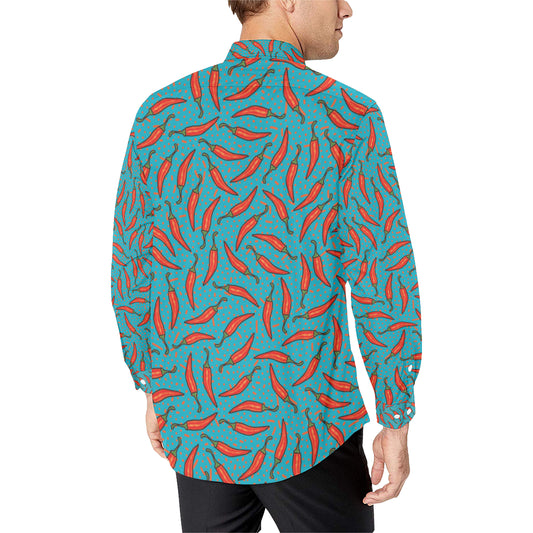 Chilli Pepper Pattern Print Design 05 Men's Long Sleeve Shirt