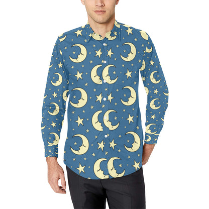 Moon Night Pattern Print Design 03 Men's Long Sleeve Shirt