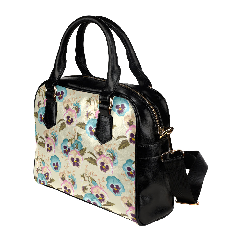 Pansy Pattern Print Design A02 Shoulder Handbag