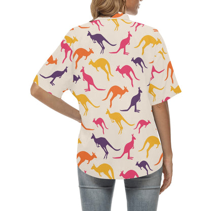 Kangaroos Pattern Print Design 01 Women's Hawaiian Shirt