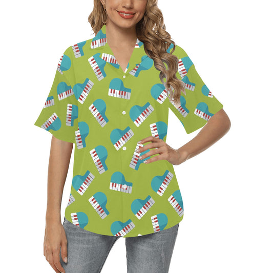 Piano Pattern Print Design 03 Women's Hawaiian Shirt