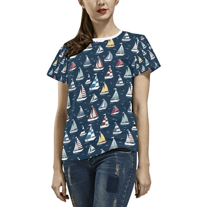 Sailboat Print Design LKS306 Women's  T-shirt