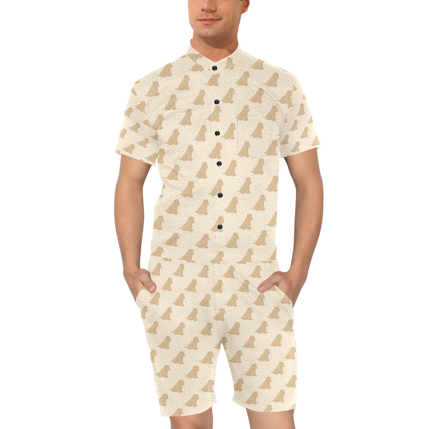 Chinese Shar Pei Pattern Print Design 01 Men's Romper