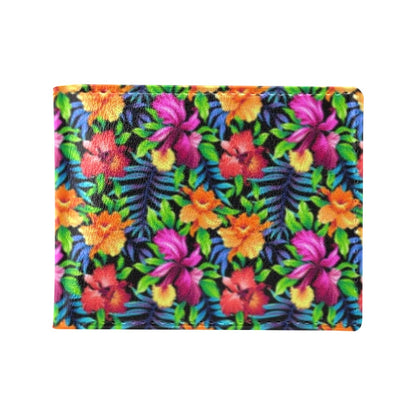 Tropical Folower Colorful Print Men's ID Card Wallet