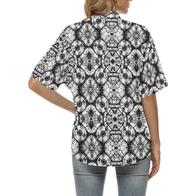 Tie Dye Black White Design Print Women's Hawaiian Shirt