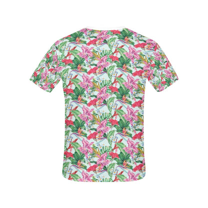 Tropical Flower Print Design LKS304 Women's  T-shirt