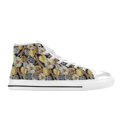 Steampunk Dragonfly Print Design LKS302 High Top Women's White Shoes