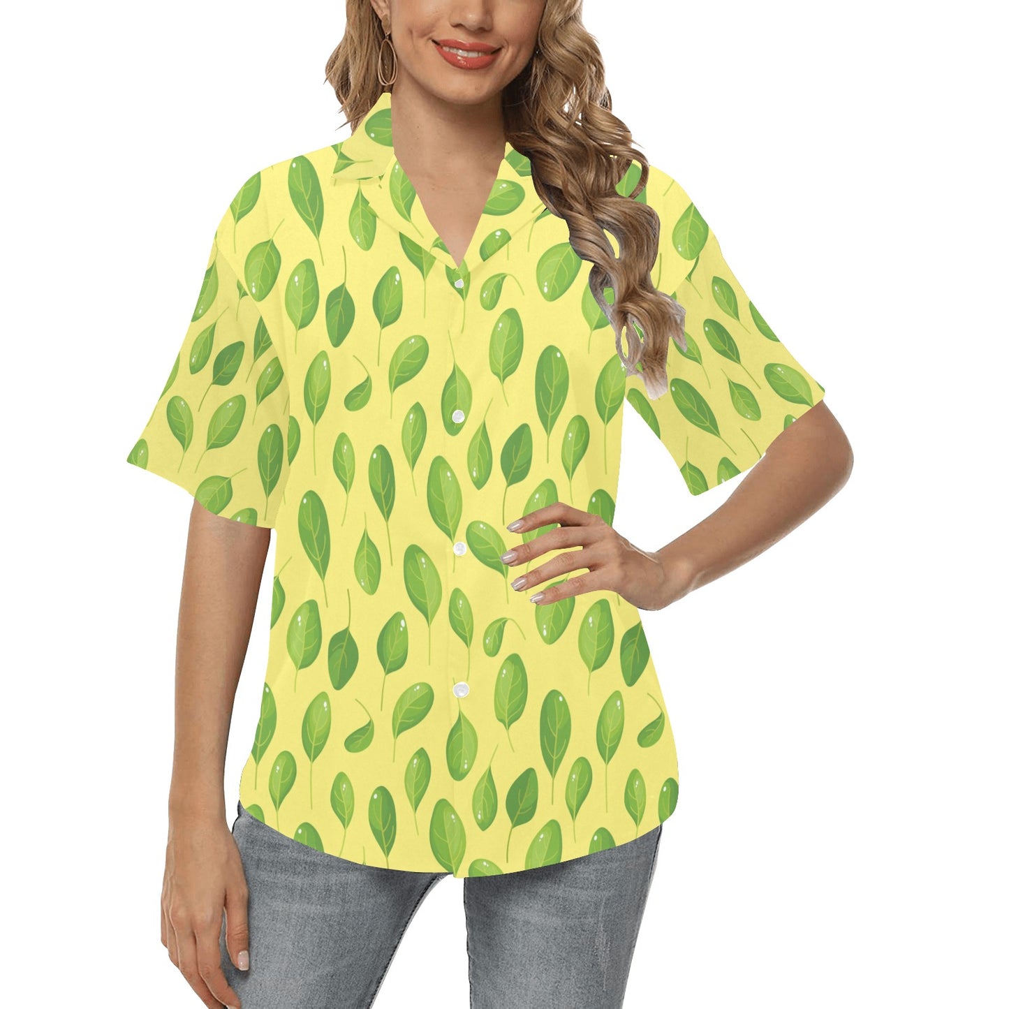 Spinach Print Design LKS302 Women's Hawaiian Shirt