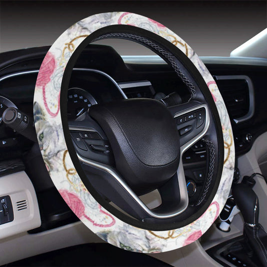 Cat Playing Yarn Pattern Print Design 07 Steering Wheel Cover with Elastic Edge