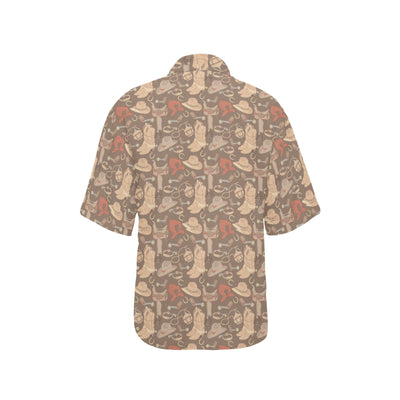 Cowboy Pattern Print Design 02 Women's Hawaiian Shirt