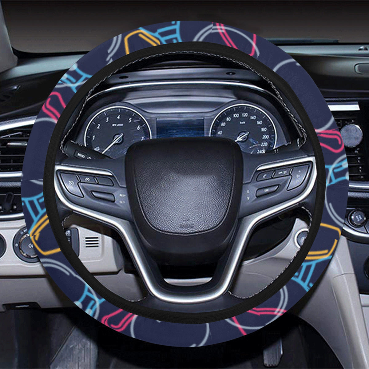Bowling Pattern Print Design 07 Steering Wheel Cover with Elastic Edge