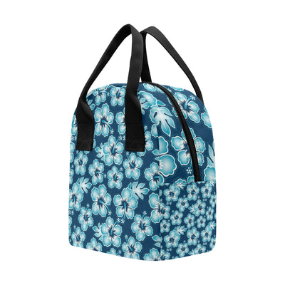 Blue Hibiscus Pattern Print Design HB011 Insulated Lunch Bag