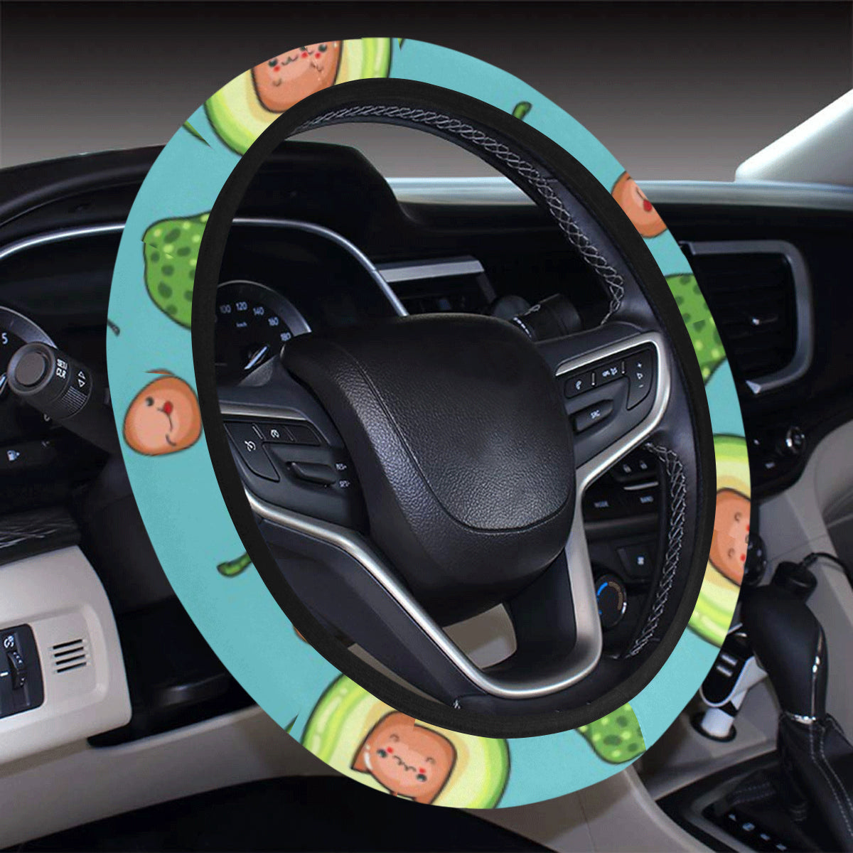Avocado Pattern Print Design AC05 Steering Wheel Cover with Elastic Edge
