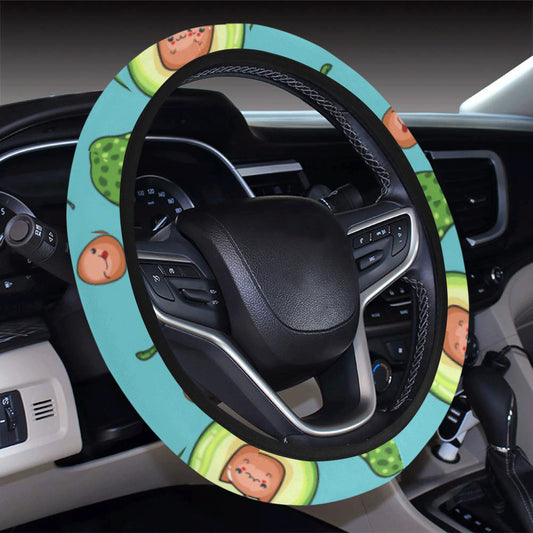 Avocado Pattern Print Design AC05 Steering Wheel Cover with Elastic Edge