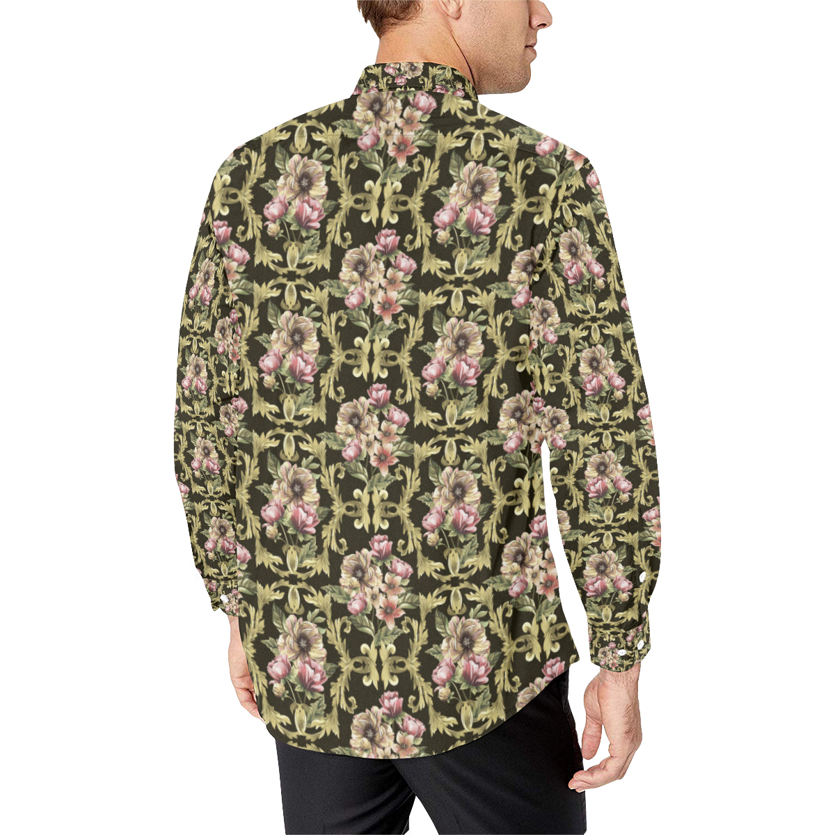 Baroque Pattern Print Design 02 Men's Long Sleeve Shirt