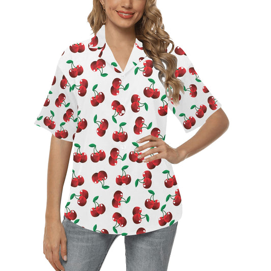 Cherry Pattern Print Design 01 Women's Hawaiian Shirt