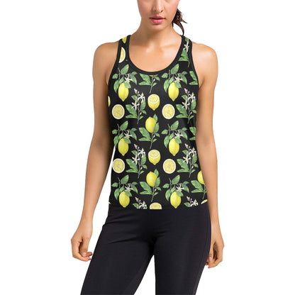 Lemon Pattern Print Design LM02 Women's Racerback Tank Top