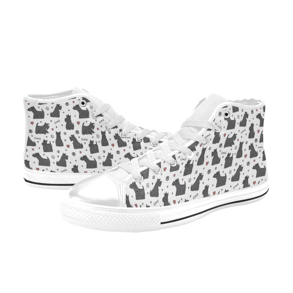 Scottish Terriers Print Design LKS3015 High Top Women's White Shoes