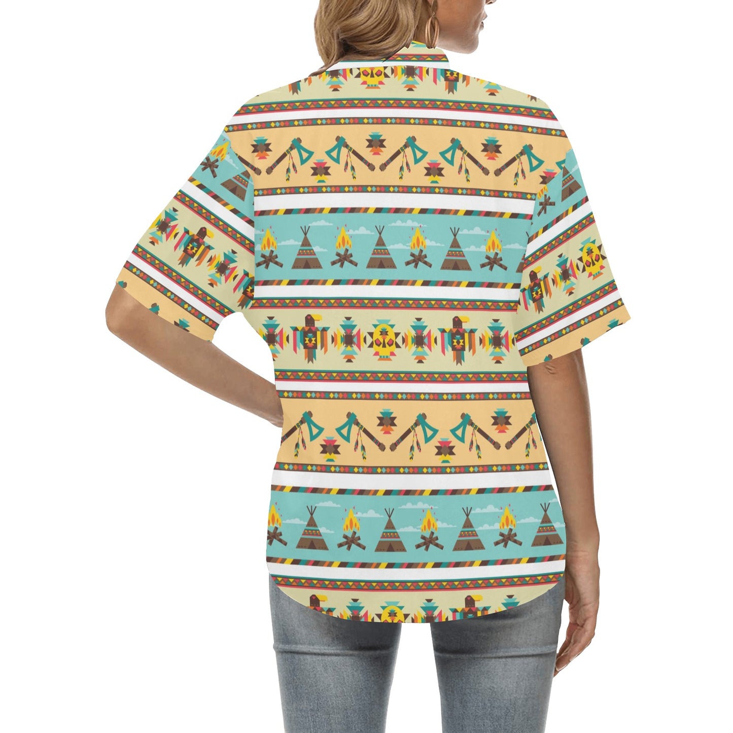 American indian Life Pattern Women's Hawaiian Shirt