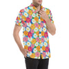 Daisy Pattern Print Design DS05 Men's Short Sleeve Button Up Shirt