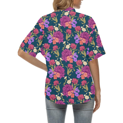Dahlia Pattern Print Design DH01 Women's Hawaiian Shirt
