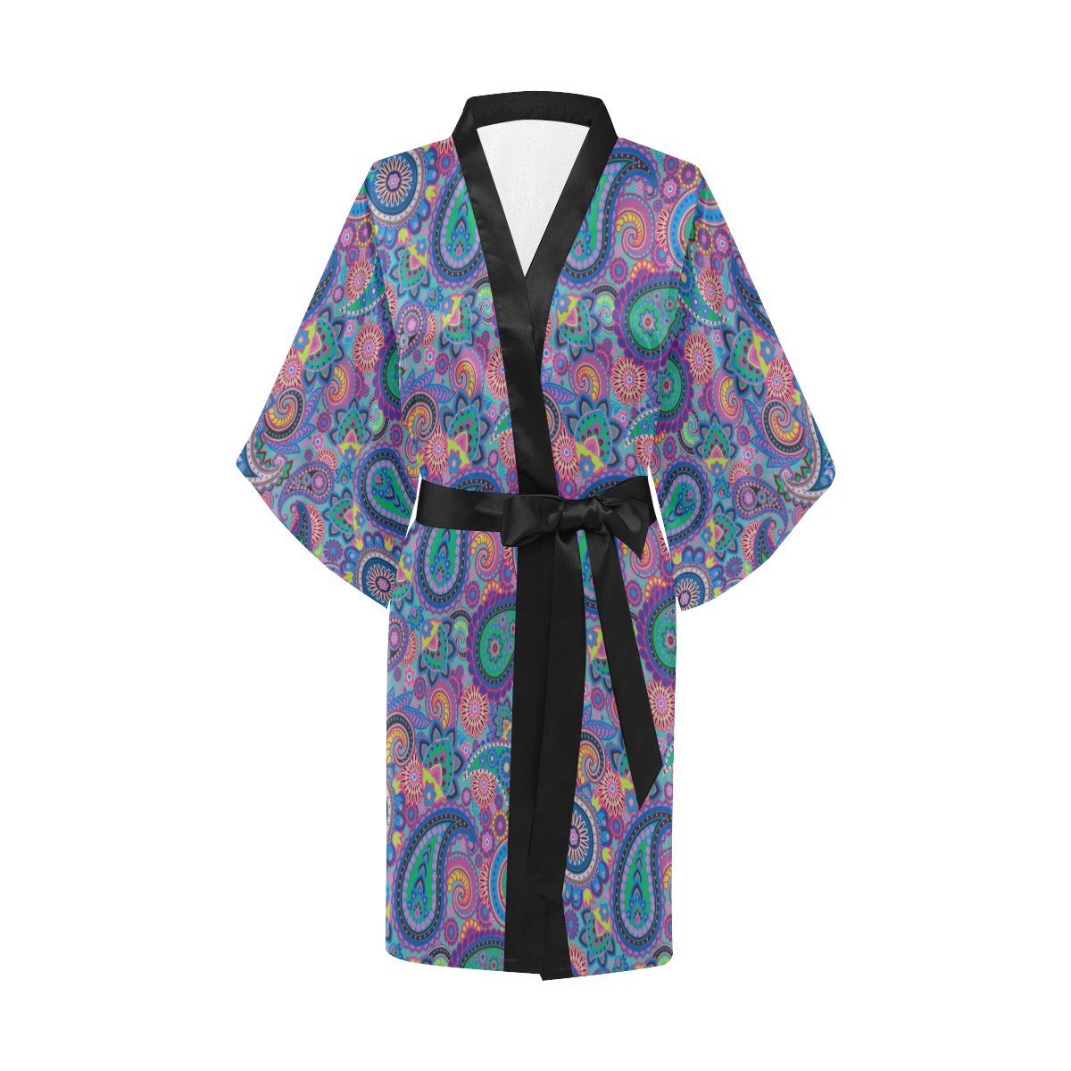 Paisley Colorful Pattern Print Design A02 Women's Short Kimono