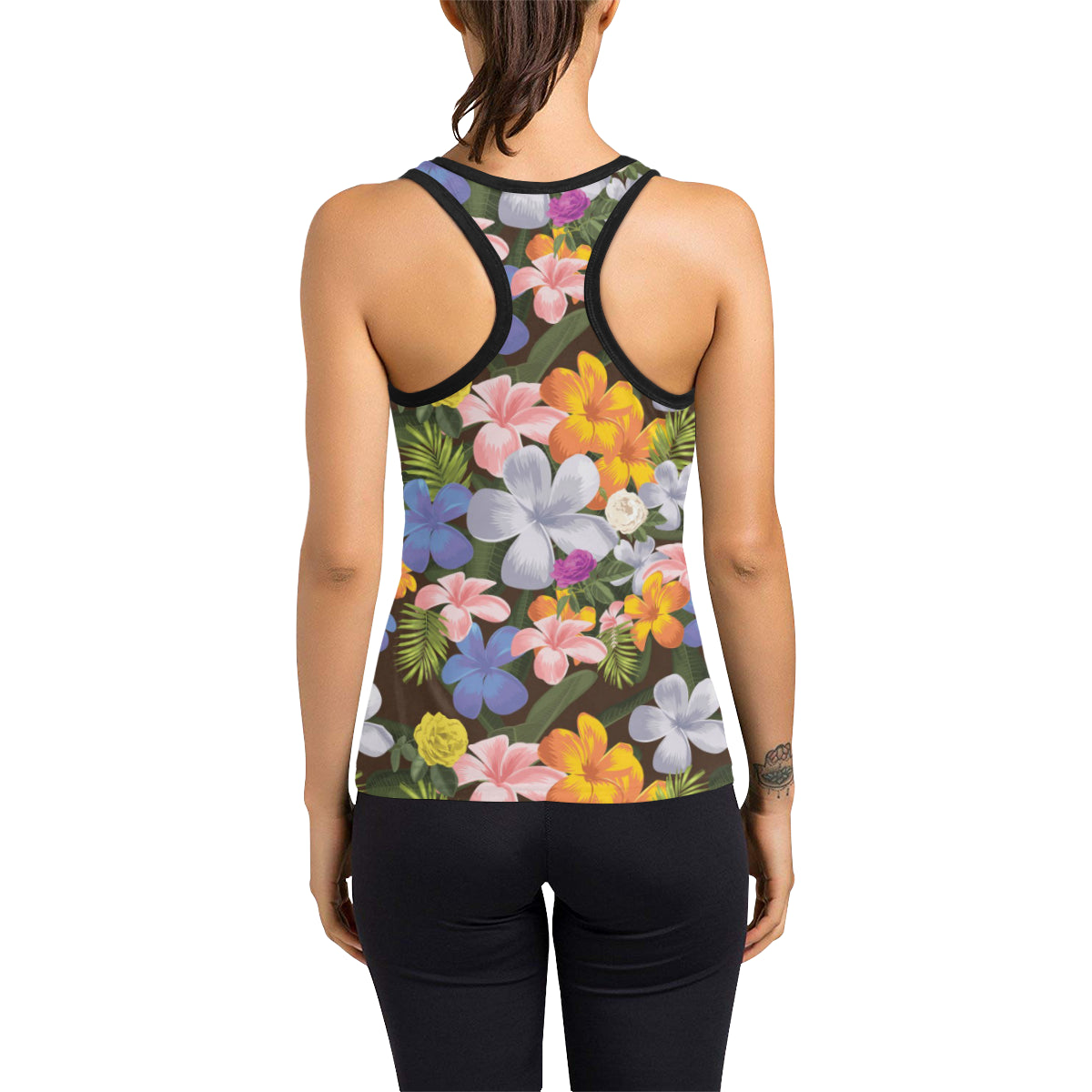 Plumeria Pattern Print Design PM03 Women's Racerback Tank Top