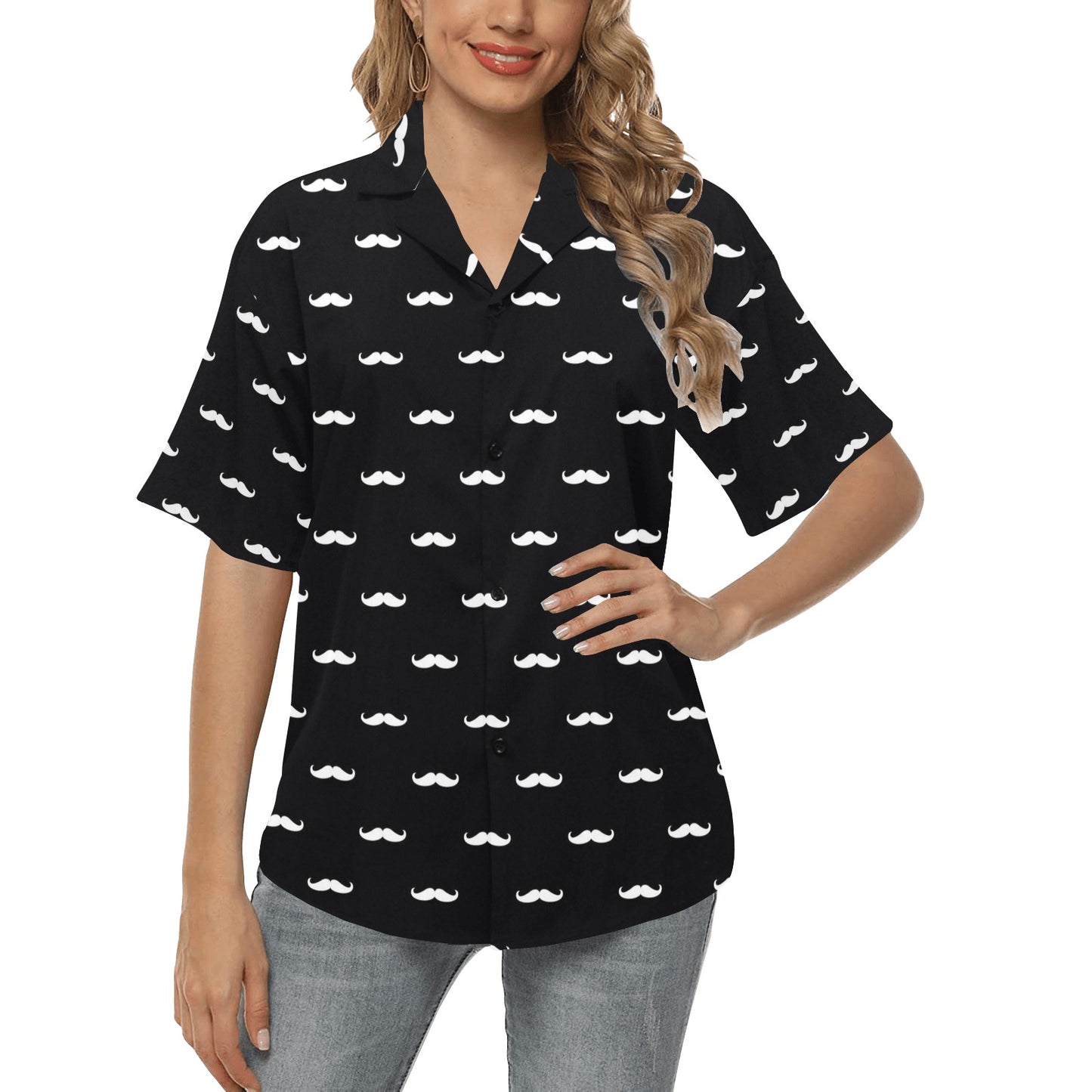 Mustache Pattern Print Design A04 Women's Hawaiian Shirt