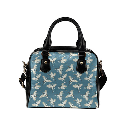 Crane Pattern Print Design 02 Shoulder Handbag