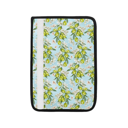 Elegant Olive Floral Print Car Seat Belt Cover
