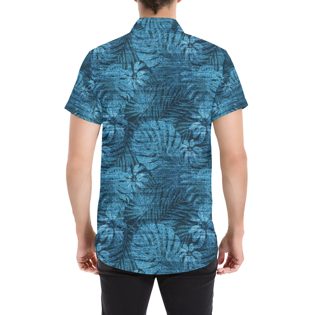 Jean Tropical Pattern Print Design 04 Men's Short Sleeve Button Up Shirt