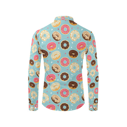 Donut Pattern Print Design DN04 Men's Long Sleeve Shirt