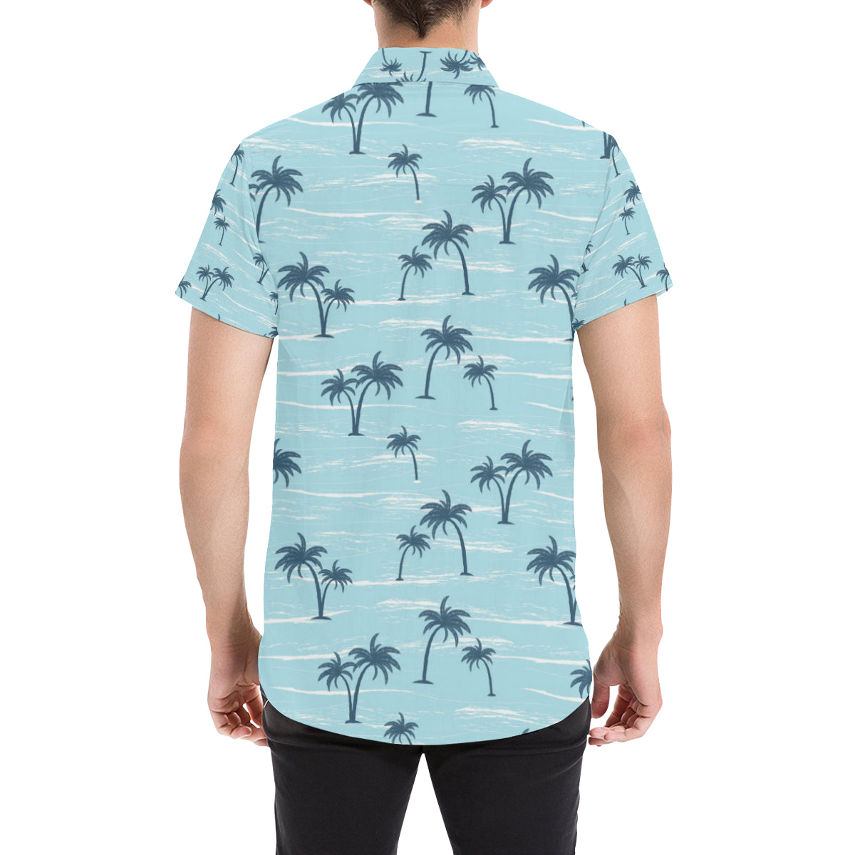 Palm Tree Pattern Print Design PT04 Men's Short Sleeve Button Up Shirt