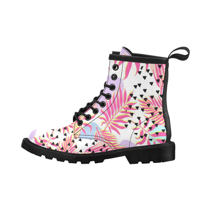 Pink Tropical Palm Leaves Women's Boots