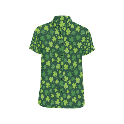 Clover  Pattern Print Design 02 Men's Short Sleeve Button Up Shirt