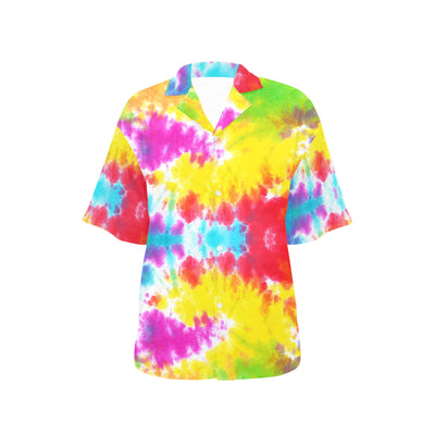 Tie Dye Rainbow Themed Print Women's Hawaiian Shirt