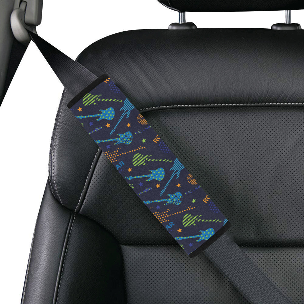 Rock and Roll Pattern Print Design A04 Car Seat Belt Cover
