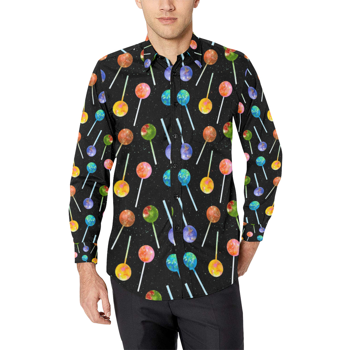Lollipop Pattern Print Design LL04 Men's Long Sleeve Shirt