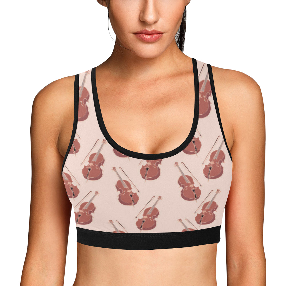Cello Pattern Print Design 03 Sports Bra
