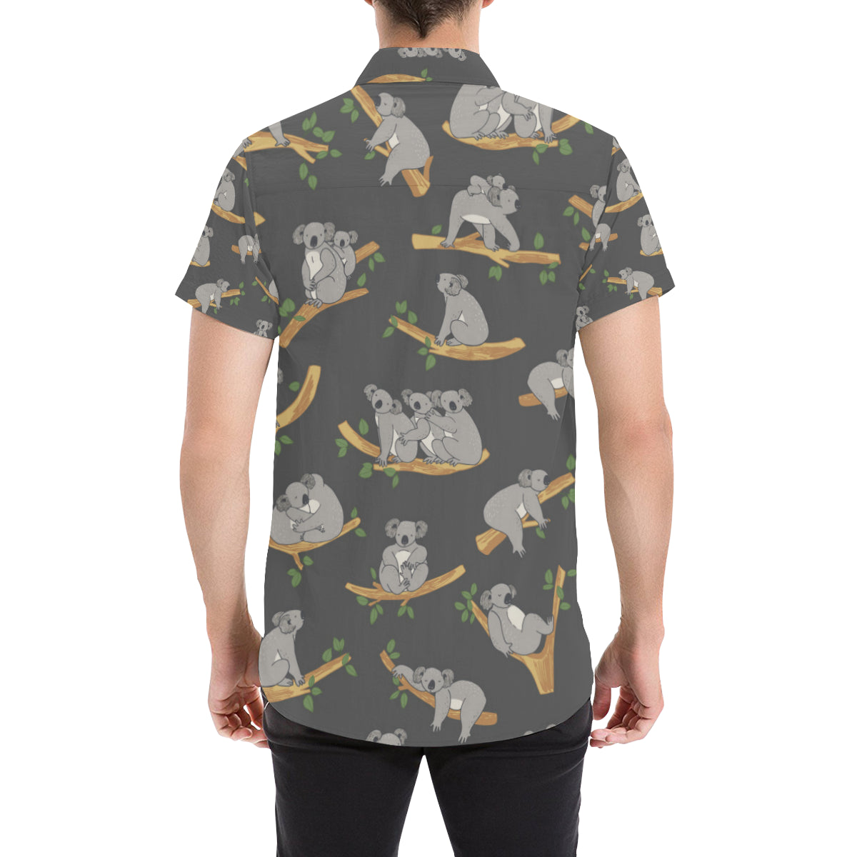 Koala Pattern Print Design 07 Men's Short Sleeve Button Up Shirt
