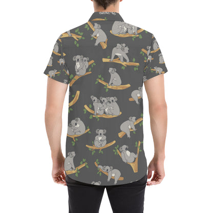 Koala Pattern Print Design 07 Men's Short Sleeve Button Up Shirt
