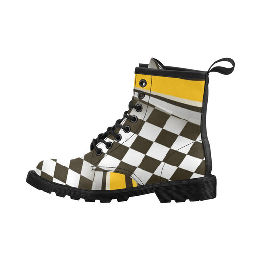 Checkered Flag Racing Style Women's Boots