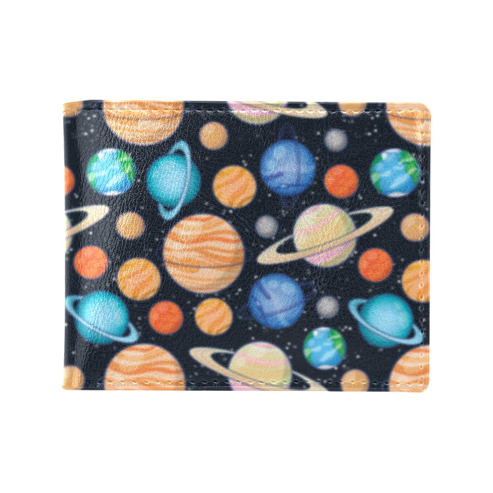 Planet Colorful Print Design LKS301 Men's ID Card Wallet