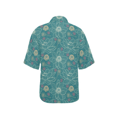 Lotus Pattern Print Design 01 Women's Hawaiian Shirt