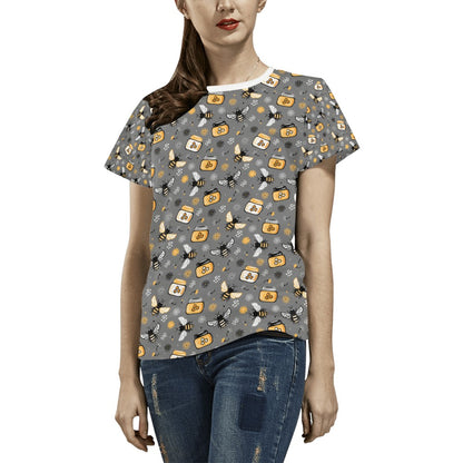 Honey Bee Print Design LKS301 Women's  T-shirt