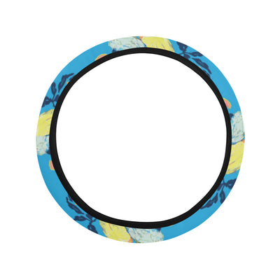 Lovebird Pattern Print Design 03 Steering Wheel Cover with Elastic Edge