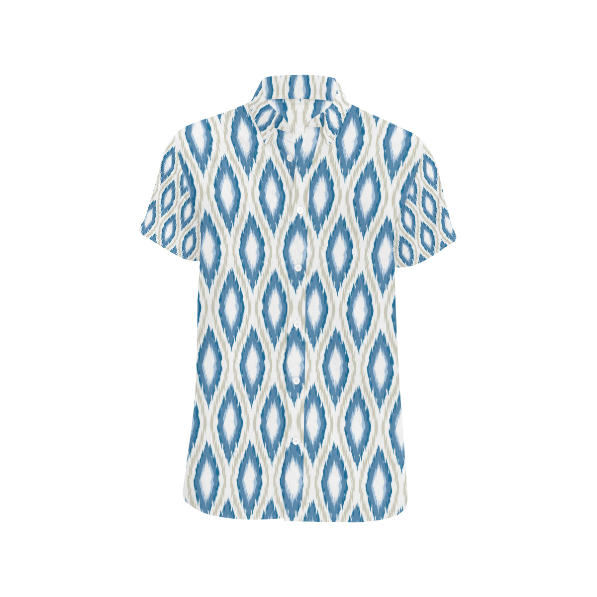Ikat Pattern Print Design 02 Men's Short Sleeve Button Up Shirt
