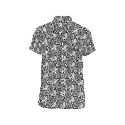 Tribal Turtle Polynesian Themed Print Men's Short Sleeve Button Up Shirt