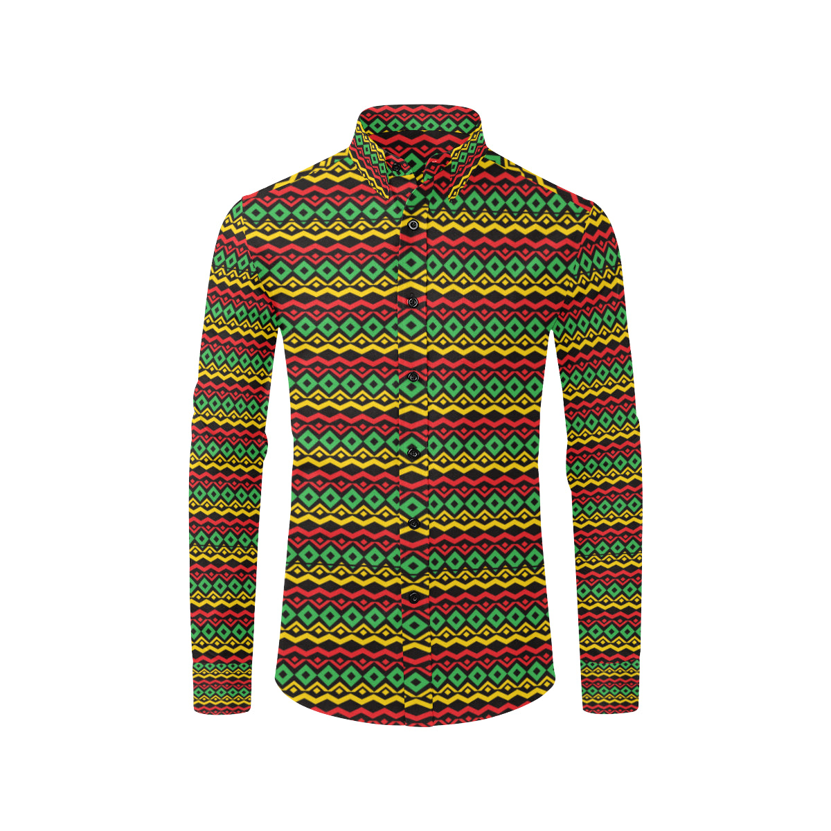 Rasta Reggae Color Themed Men's Long Sleeve Shirt